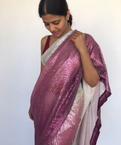 Ombre Wine Sequin Georgette Saree