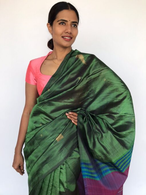 Bottle Green Chinnalapattu Saree