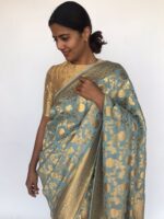 Ice Blue Banarasi Georgette with Woven Floral Weaves