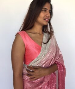 Sleeveless Carrot Pink Raw Silk Blouse