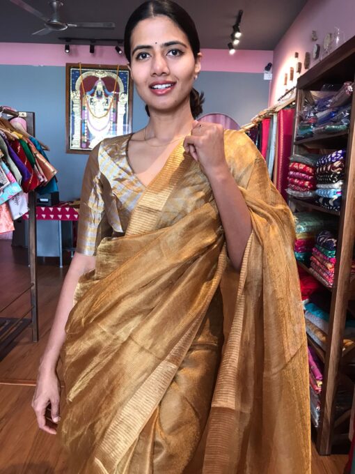 Metallic Gold Tissue Silk Saree