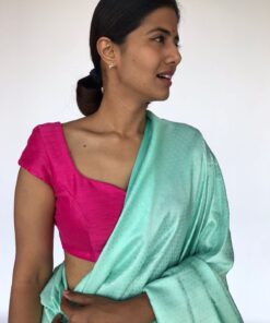 Hot Pink Raw Silk Blouse