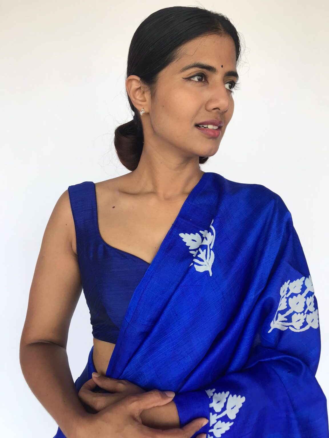 royal-blue-raw-silk-blouse-mirra-clothing