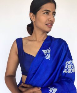 Royal Blue Raw Silk Blouse