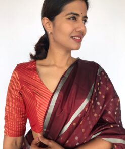 Red Pure Tussar Silk Blouse