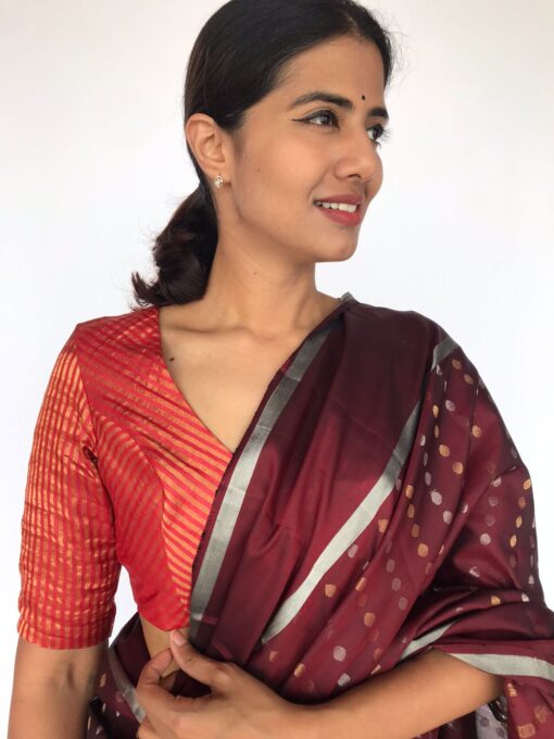 Red Pure Tussar Silk Blouse