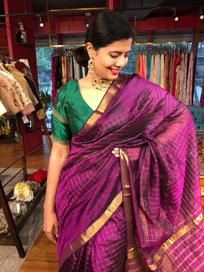 Buy Banarasi Patola Silk Purple Violet Bridal Saree Online – Sunasa