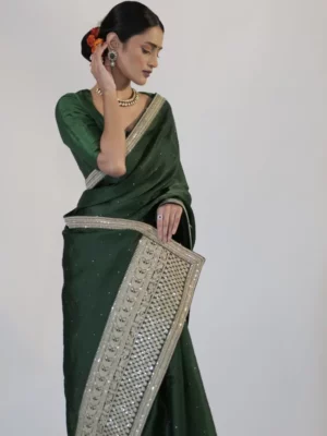 green pure handwoven organza silk saree mirra clothing