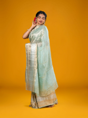 sea green handloom organza silk mirra clothing