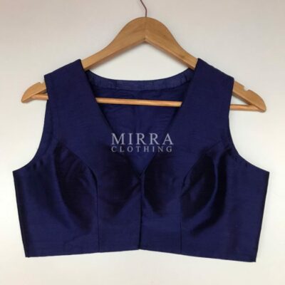 royal blue semi raw silk blouse mirra clothing