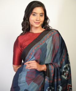 Ajarkh printed soft modal silk saree by Mirra Clothing