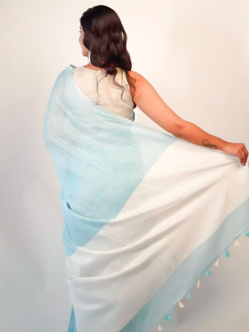 Formal wear linen Saree by Mirra clothing.