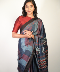 Easy to wear Ajrakh saree by Mirra Clothing