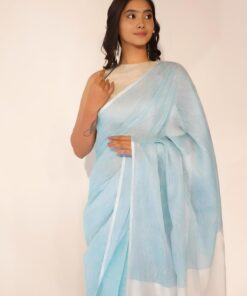 Beautiful Linen saree by Mirra clothing.