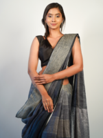 Hand woven Linen Saree by MIrra Clothing