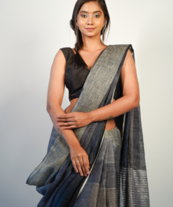 Hand woven Linen Saree by MIrra Clothing