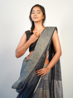 Beaytiful Grey Stripes Pallu Saree by Mirra clothing