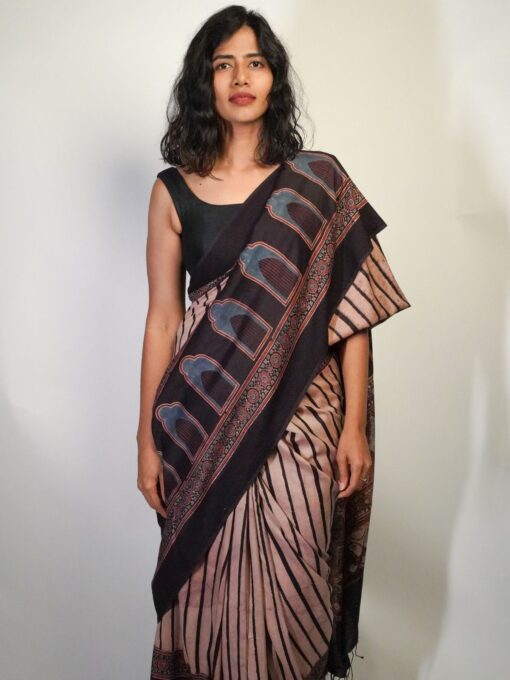 Soft Tussar on Cotton Saree by Mirra Clothing