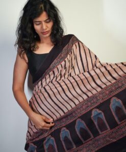 Ajrakh Printed Saree by Mirra Clothing