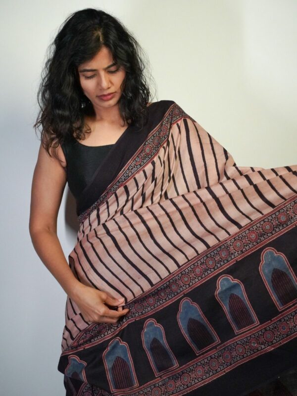 Ajrakh Printed Saree by Mirra Clothing