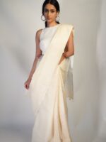 Pastel Shade Linen saree by Mirra Clothing