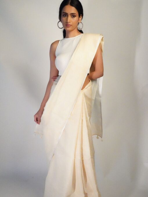 Pastel Shade Linen saree by Mirra Clothing