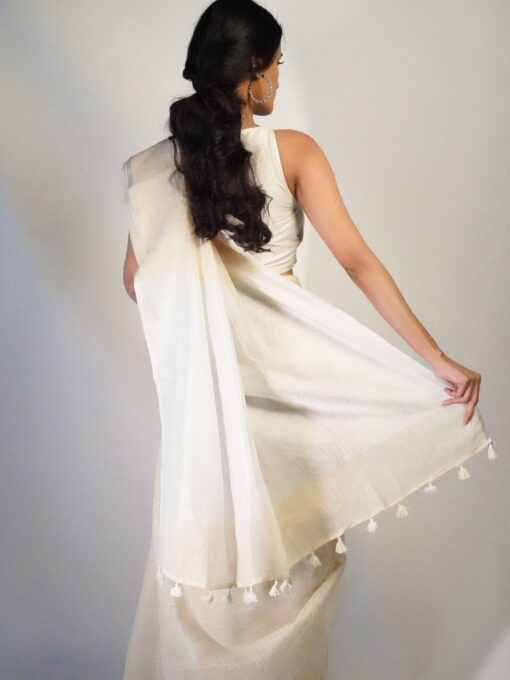 Office wear linen saree By Mirra dlothing.