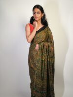 Drapes Well Ajrakh Modal Silk Saree by Mirra Clothing