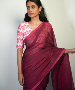 Hand Woven Mul cotton saree by Mirra Clothing