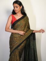 Modal Silk Ajrakh Saree by Mirra Clothing