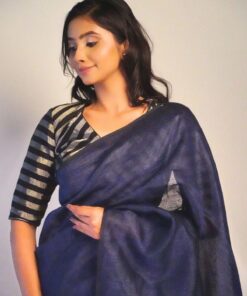 Elegant Pure Linen Saree by Mirra Clothing