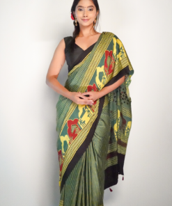 Printed Modal Ajrakh Silk Saree By Mirra Clothing