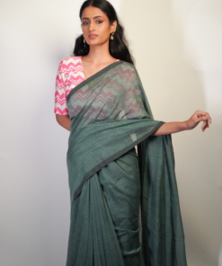 Elegant Teal Mul Cotton Saree By Mirra Clothing