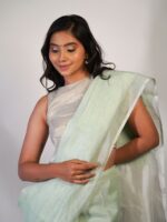 Soft and Elegant Handwoven Linen Saree By Mirra Clothing