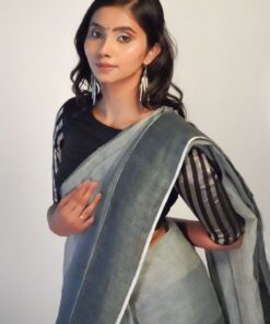 Handwoven Linen Saree By Mirra Clothing