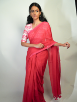 Beatiful Pink Mul Cotton Saree By Mirra Clothing