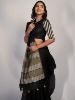 Formal wear linen saree by Mirra clothing.