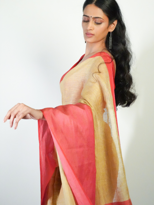 Charm and Beautiful Pure Linen saree By Mirra Clothing