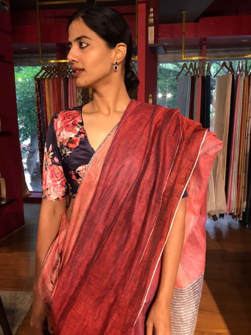 Beautiful Handwoven Linen Saree