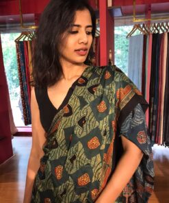 Beautiful Ajrakh Modal Silk Saree by Mirra Clothing