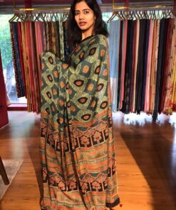 Nice Ajrakh Modal silk sarees by mirra clothing