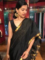 Elegant Black Mangalgiri Saree By Mirra Clothing.