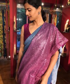 Designer sequins saree by mirra clothing.