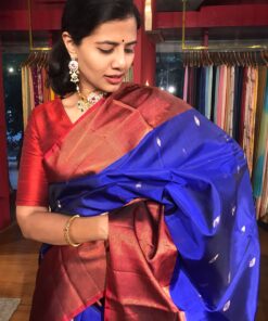 Beautiful Royal Blue Kanjivaram Silk Saree By Mirra Clothing.