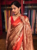 Red Handwoven Tissue Silk Saree By Mirra Clothing