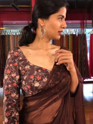 Brown printed crepe silk Blouse Designs Every Woman Should Own in 2025