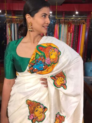 Mirra Clothing Onam Saree handpainted with designs