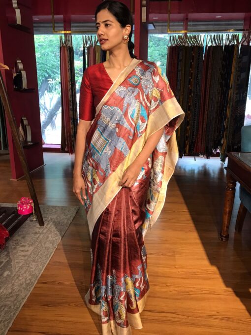 Tussar saree by Mirra clothing.