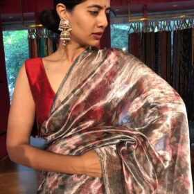 Grey Printed Navratri Saree from Mirra Clothing