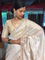 Ivory Mangalagiri Silk Saree By Mirra Clothing